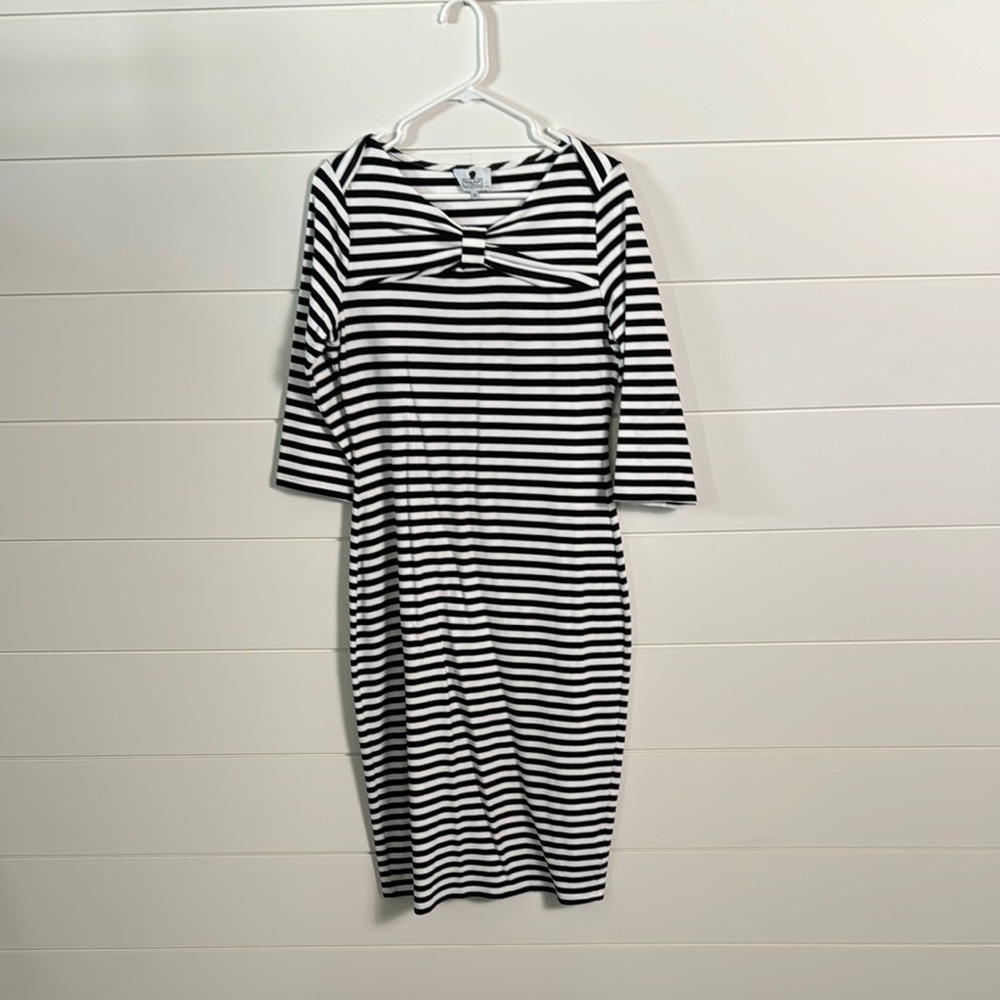 Dainty Jewells Black and White Striped Midi Dress